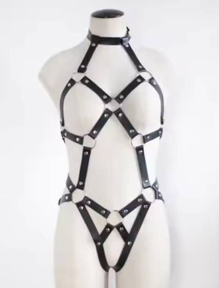 Leather body harness lingerie