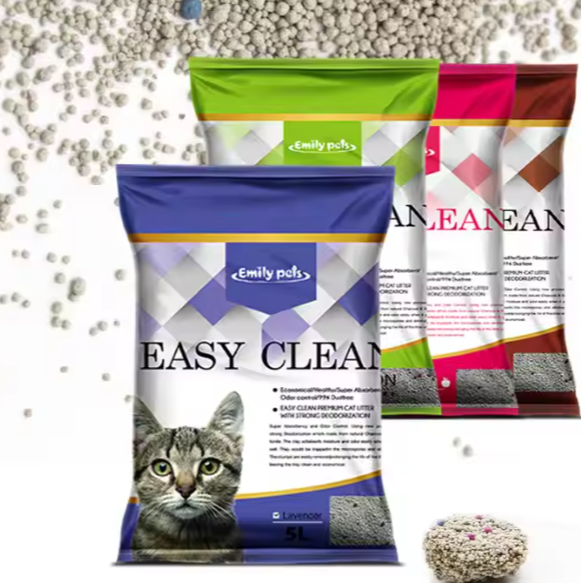 Emily pets kitty litter premium quality clumping natural mineral bentonite cat litter for pets use