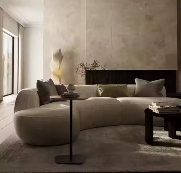 European Simple Furniture Living Room Combination Modular Sofa Curved Sofa and Loveseat