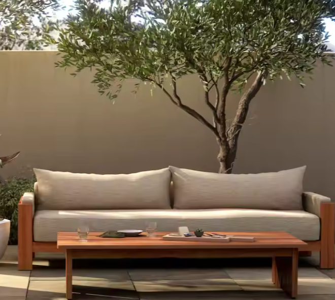 luxury hotel patio outdoor furniture set wooden lounge modular set modern teak garden sofa