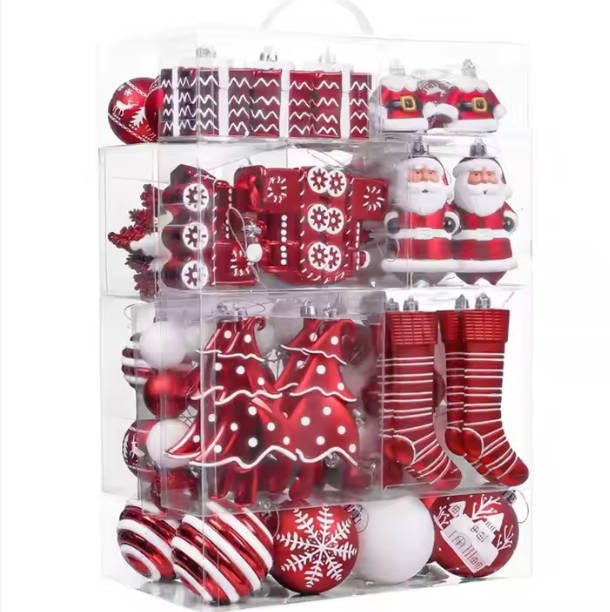 2025 New Design Exquisite Clear Christmas Balls Plastic Christmas Baubles Christmas box set For Xmas Tree Decorations