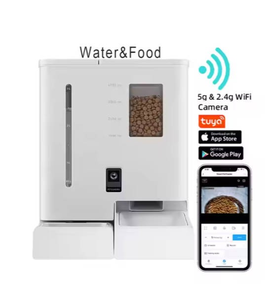 Top-Quality cat automatic feeder 2 in 1 pet food and water fountain wifi APP Control smart pet feeder with camera