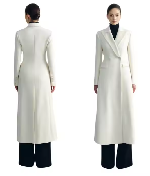 White Black Women's Coats With Good Price New Style Rayon Spandex Woven Fabric BRIDGET MAXI LENGTH COATS WHITEANT Vietnam