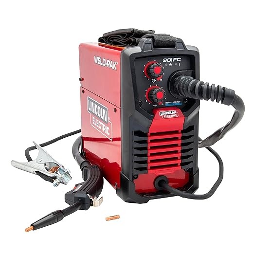 Lincoln Electric 90i MIG and Flux Core Wire Feed Weld-PAK Welder, 120V Welding Machine, Portable w/Shoulder Strap, Protective Metal Case, Best for Small Jobs, K5256-1