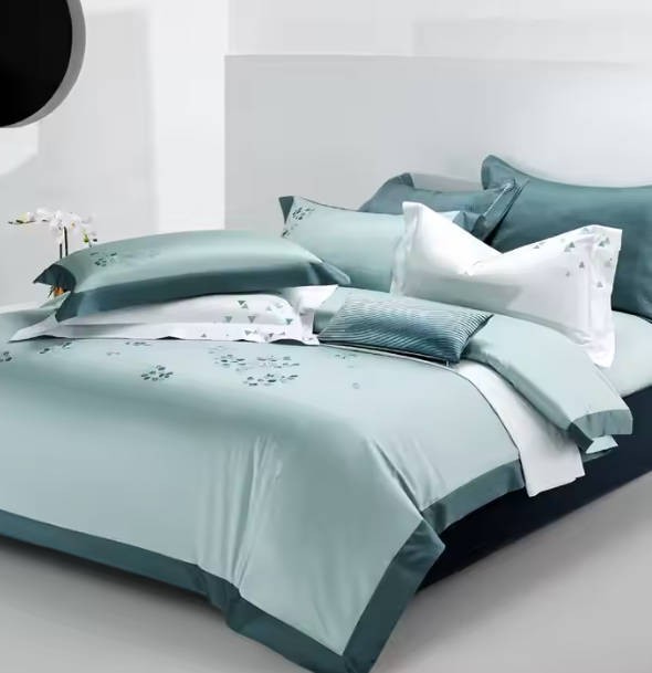 Celadon Luxury Hotel Bedding Sets 100% Cotton Long-Staple Comforter Satin Pillow Fitted Style Queen King Double Quilts Included