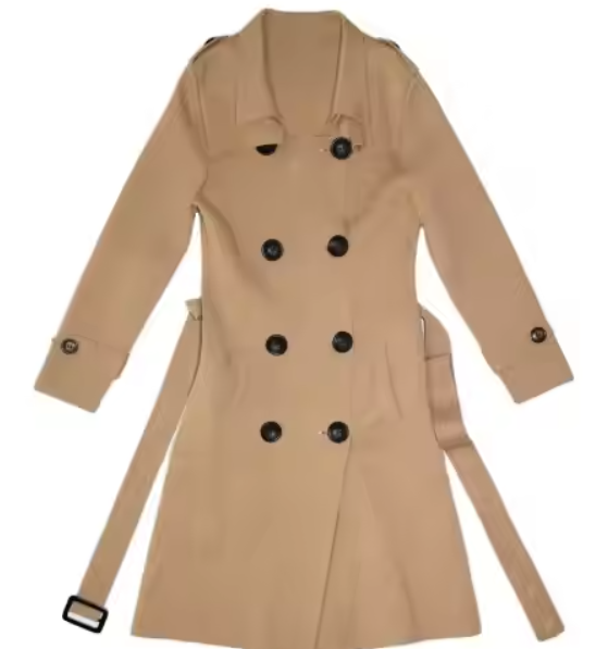 Knitted Women's Double-breasted Trench Coat Long Cardigan