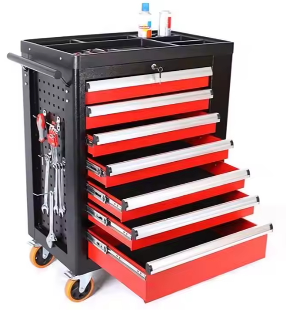 Mechanic Professional Cabinet Cart With 7 Drawers Steel Tool Trolley For Automobile Repair Workshop