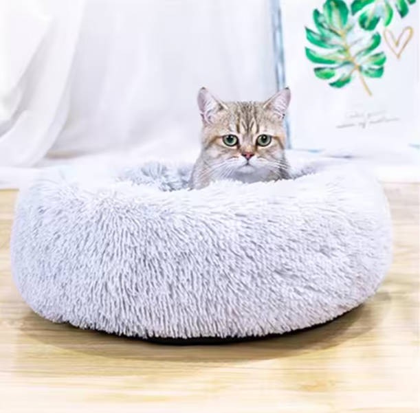High Quality Kitty Cozy Sleeping Round Kennel Cushion Plush Pet Bed for Dogs Cats
