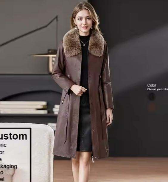 Custom Long Wvercoat Winter New Fox Fur Collar Warm Sheepskin 90% White Duck Down Long Winter Jacket Woman Zipper Women's Coats