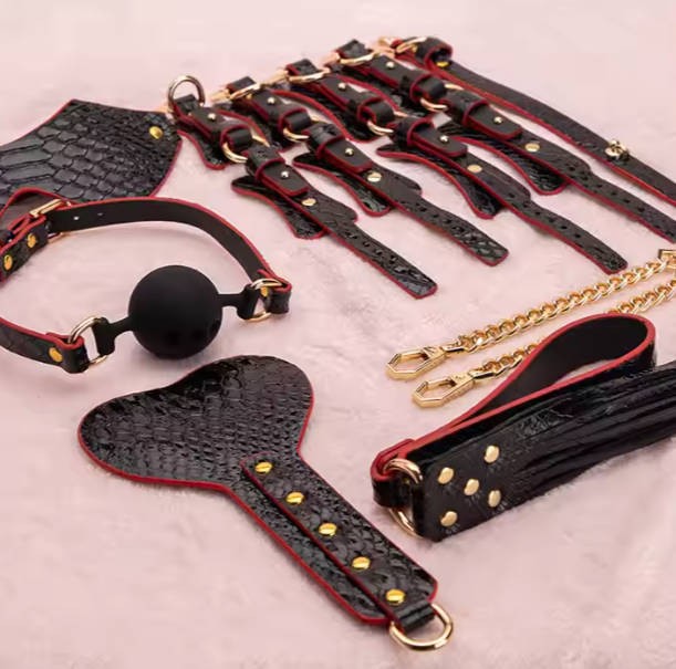 Sex Toys Bondage Adult BDSM Kit 7pcs Black Handcuff With Suitcase Toys Sex Adult SM Hot Selling Bondage Set Restraint Adult Game