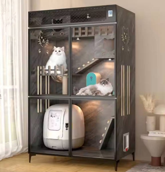 Pet Furniture Cat House Wooden Upgraded Modern Luxury Wooden Dog Kennel Sustainable XITA Cat Villa Large Space Multi Layer Wood