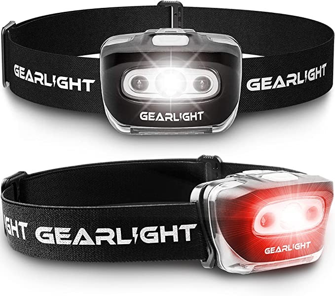 GearLight LED 头灯 - 2 件装户外手电筒头灯,带可调节头带,适合成人和儿童使用 - 徒步和露营装备必备品 - S500