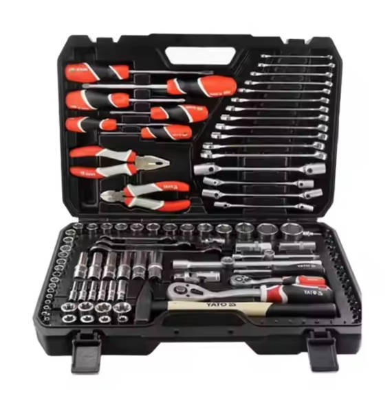 YATO mechanics combination set with ratchet quick-release socket wrenches and repair toolbox 122-piece manual tool set YT-38901